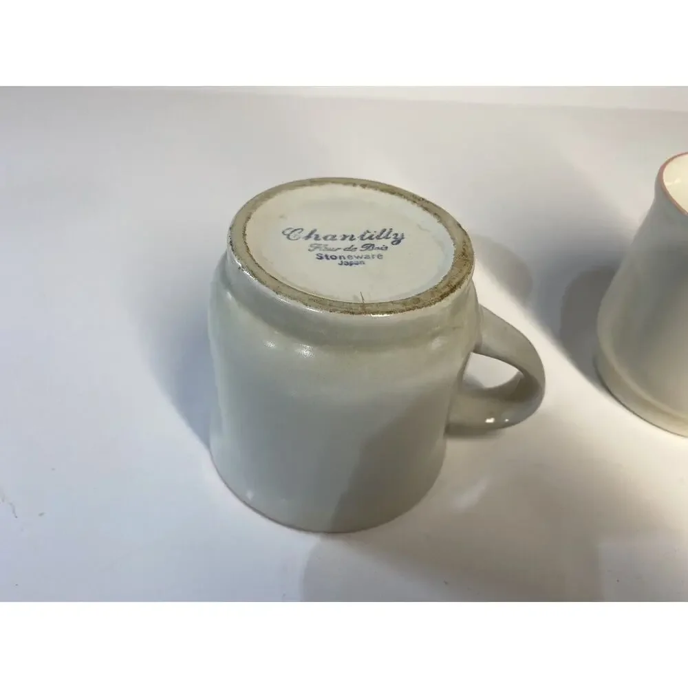 Vintage Chantilly Fleur de Bois Stoneware Mugs Set of 2 - 70's Pink Replacements